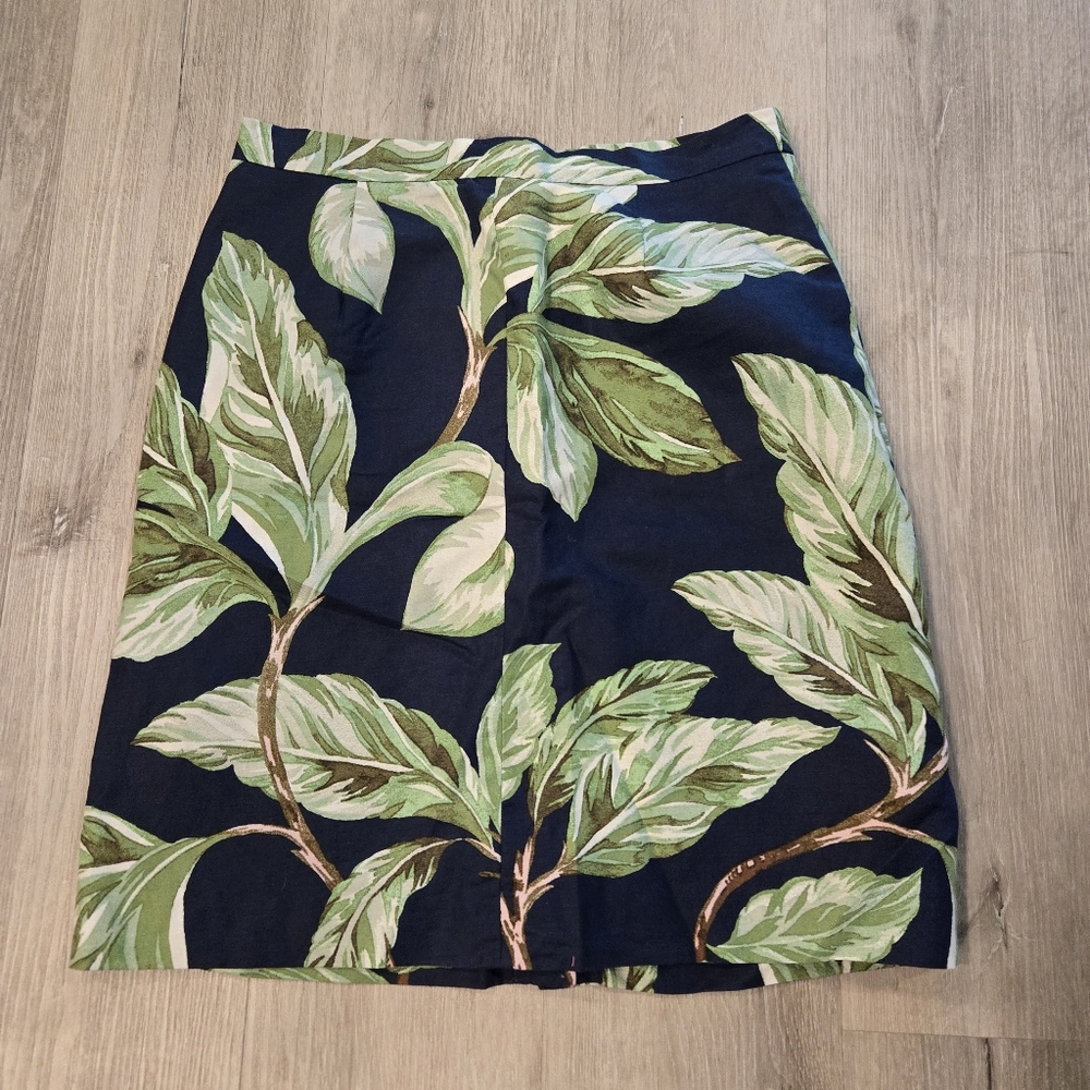 Ann Taylor Linen Blend Tropical Leaf Lined Skirt Womens Size 8 Petite - Picture 8 of 8